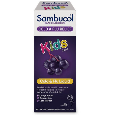 Sambucol Black Elderberry Cold & Flu Relief Kids Liquid 2yrs+ 120ml - RPP ONLINE