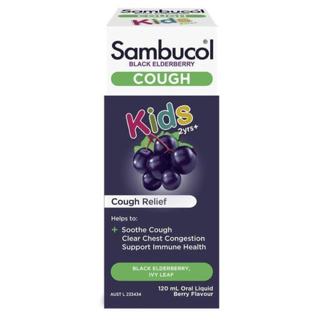 Sambucol Black Elderberry Kids Cough Liquid 2yrs+ 120ml - RPP ONLINE