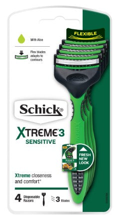 SCHICK MEN's RAZORS XTREME 3 Sensitive Disposerive Razor 4 Pack