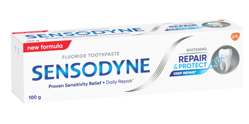 การซ่อมแซมยาสีฟัน Sensodyne และปกป้อง Whitening 100G