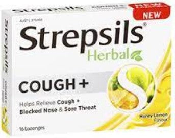 Strepsils Herbal Cough Lozenges Honey Lemon 16 Pack (EXP: 30/03/2025)