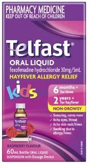 Telfast Hayfever Allergy Relief Non - Drowsy Raspberry Flavour Oral Liquid 60mL - RPP ONLINE