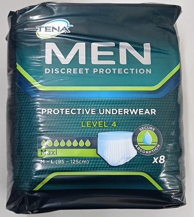 Tena Men Protective Underwear Level 4, 8 Drops Maxi M - L 8 Pack - RPP ONLINE