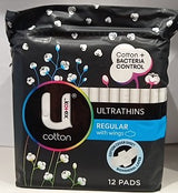 U by Kotex 纯棉 Ultrathins 普通型（带护翼）12 片装护垫