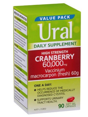 Ural Daily Supplement High Strength Cranberry 60,000mg 90 Soft Gel Capsules - RPP ONLINE