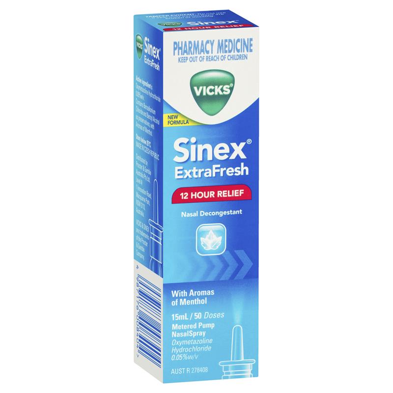 Vicks Sinex Extry Fresh Fresh Nasal Demangestant Spray 15ml