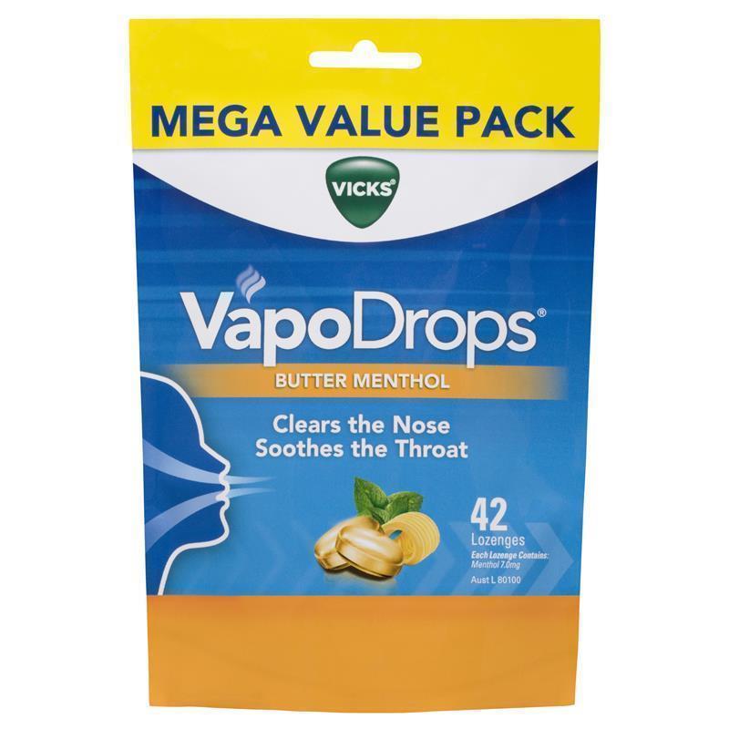 vicks vapodrops黄油薄荷醇价值包42 Lozenges