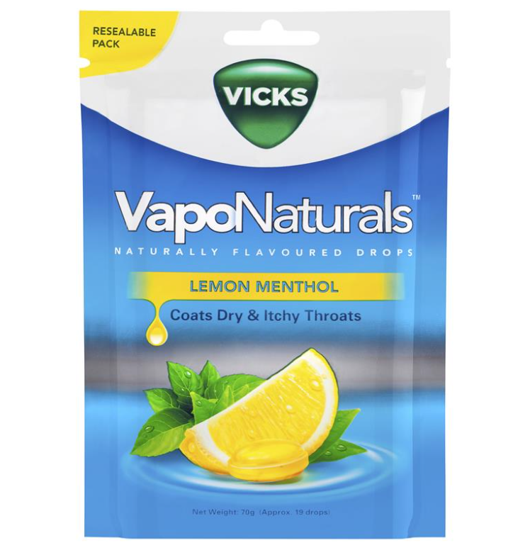 Vicks Vaponaturals Lemon Lemhol Th họng Lozenges 19 Pack