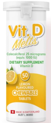 Vitamin D Melts Lemon Flavoured Chewable 50 Tablets