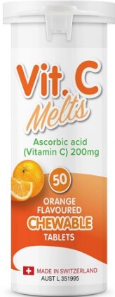 Vitamin C Melts Orange Flavoured Chewable 50 Tablets