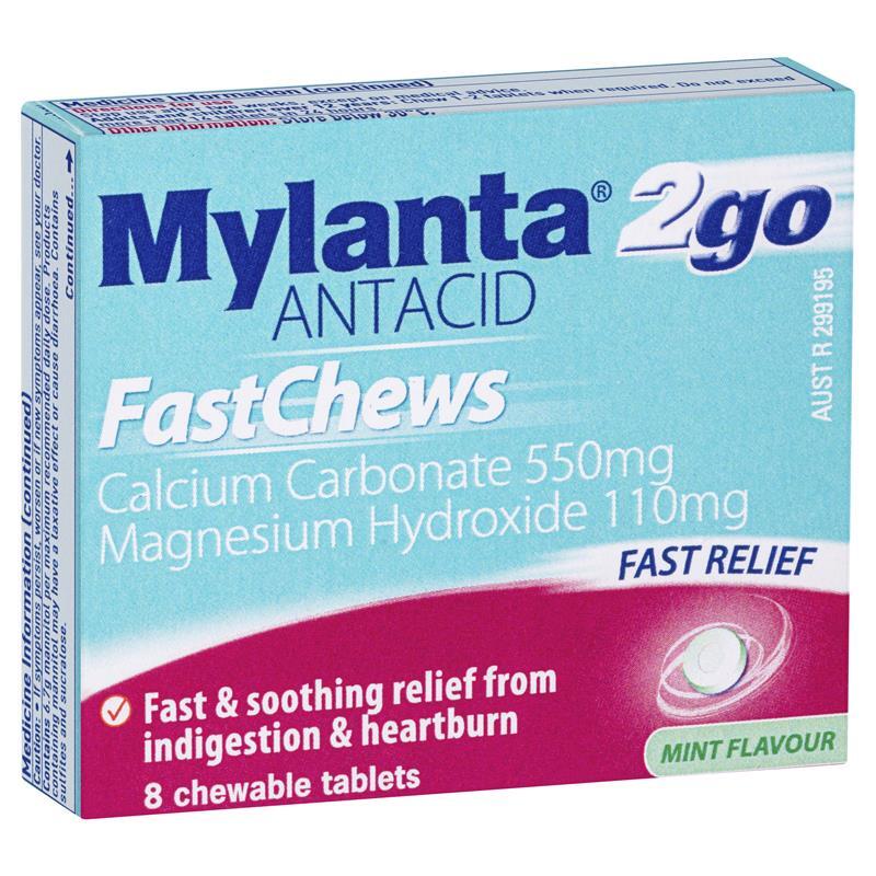 Mylanta 2Go Antacid FastChews 8 片装