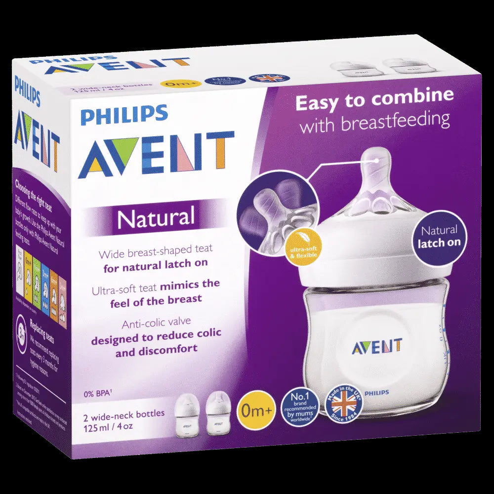 Philips Avent Natural Feeding Bottle 0m+ 125ml 2 Pack