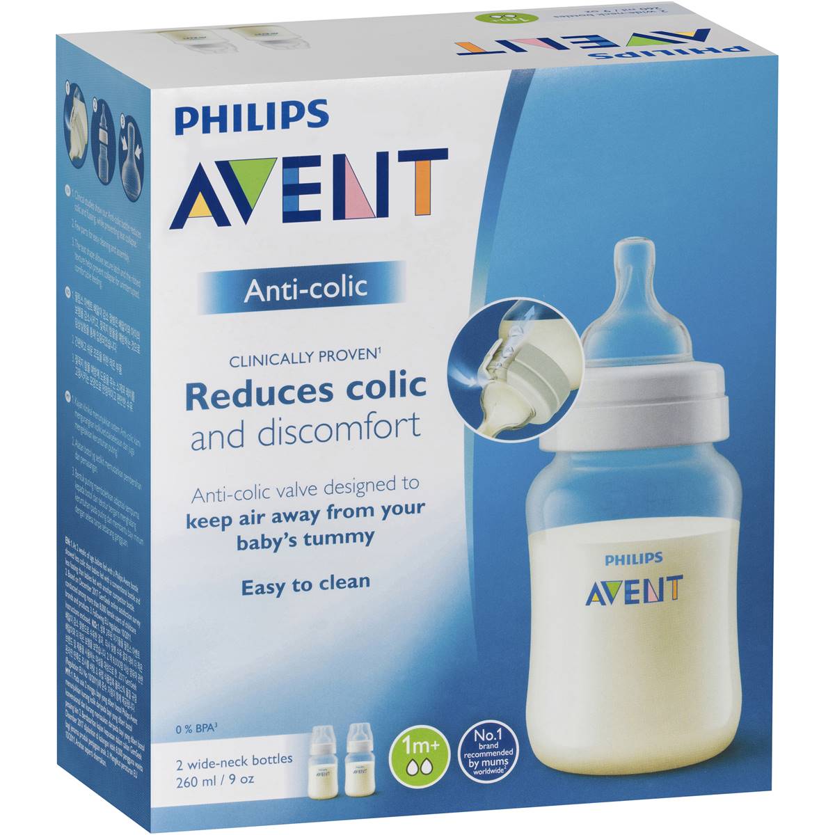 Philips Avent Avent Anti-Colic Feeding Bottle 1m+ 260ml 2 Pack