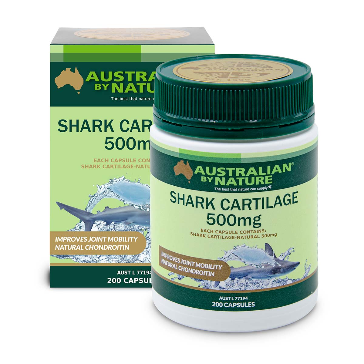 Australian By Nature Shark Cartilage 500mg 200 Capsules