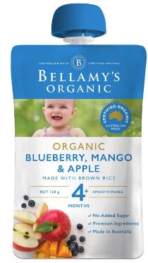 Bellamy's Organic Blueberry Mango and Apple 4+ Months 120g