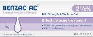 Benzac AC ความแข็งแรงเล็กน้อย 2.5% สิวเจล 60 กรัม