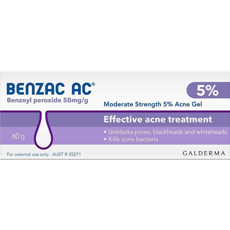 Benzac AC ความแข็งแรงปานกลาง 5% สิวเจล 60 กรัม