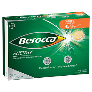 Berocca Energy Vitamin Orange รสชาติ 45 เม็ดฟาง