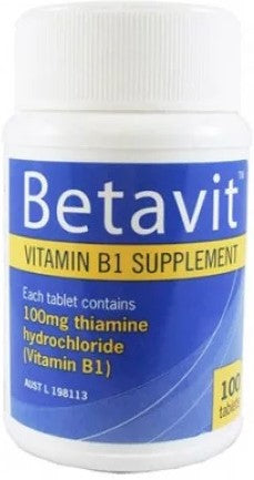 Betavit Vitamin B1 Supplement 100mg Thiamine Hydrochloride 100 tablets