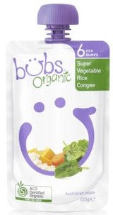 Bubs Organic Super Vegetable Rice Pongee 6 เดือน+ 120 กรัม