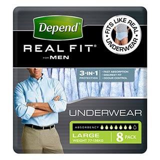 Depend Real Fit Underwear For Men 7 Drops Large 8 Pack