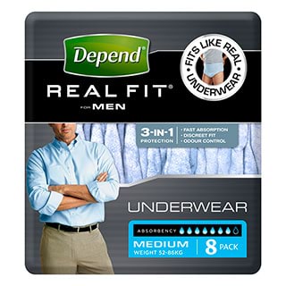 Depend Real Fit Underwear For Men 7 Drops Medium 8 Pack