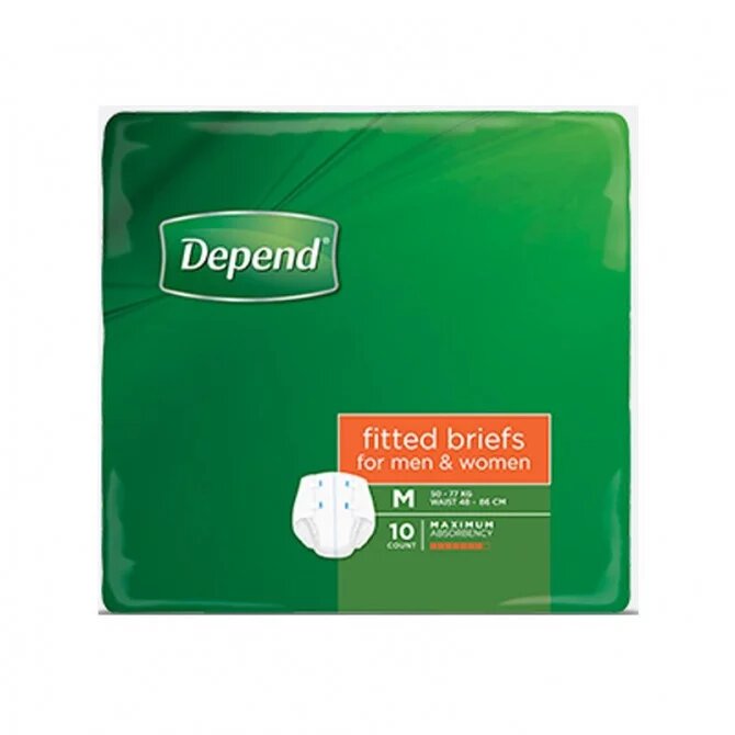 Depend Fitted Briefs for Men & Women 7 Drops Medium 10 Pack