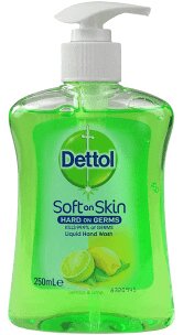 dettol นุ่มบนผิวของเหลวล้างมือเลมอน & มะนาว 250ml