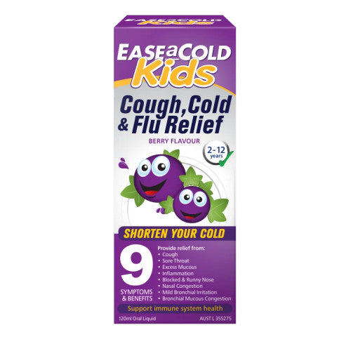 Ease A Cold Kids Cough, Cold and Flu Relief Berry Flavour 2-12 Years 120ml