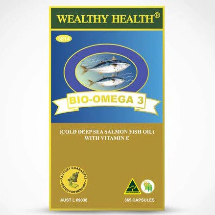 น้ำมันปลาแซลมอนชีวภาพ Bio-Omega3 ที่ร่ำรวยพร้อมวิตามินอี 365 แคปซูล