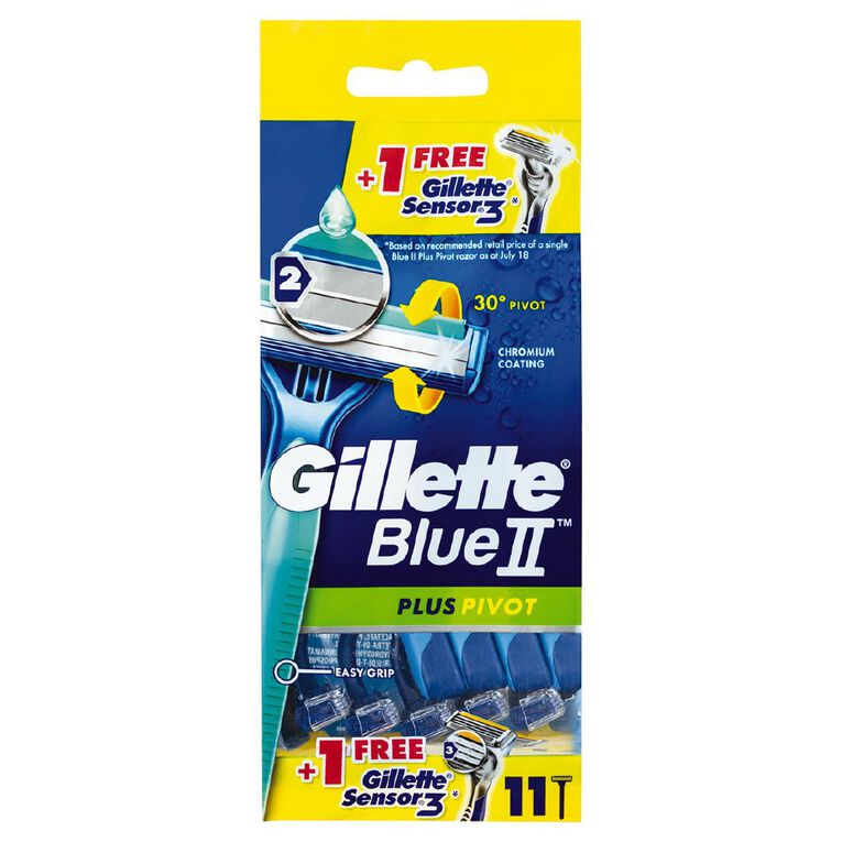 Gillette Blue II Plus Pivot Disposerive Razor 10+1 เซ็นเซอร์ 3