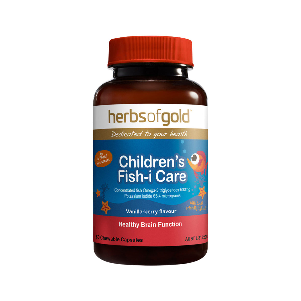 Herbs of Gold Children's Fish-i Care Vanilla-Berry 60 Capsules