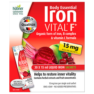 Hubner Body Essential Iron Vital F+ Liquid 30 Sachets x 15ml