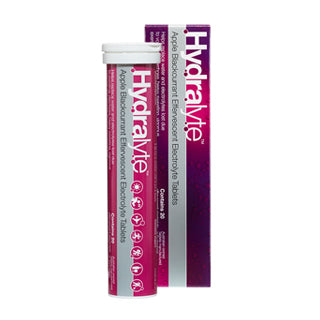 Hydralyte Apple Blackcurrant ปรุงแต่งด้วยอิเล็กโทรไลต์ Effervescent 20 เม็ด