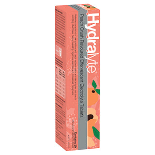 Hydralyte Peach Crush Flavoured Effervescent Electrolyte 20 Tablets