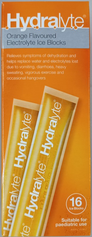 Hydralyte Orange Flavoured Electrolyte Ice Blocks 16 Pack