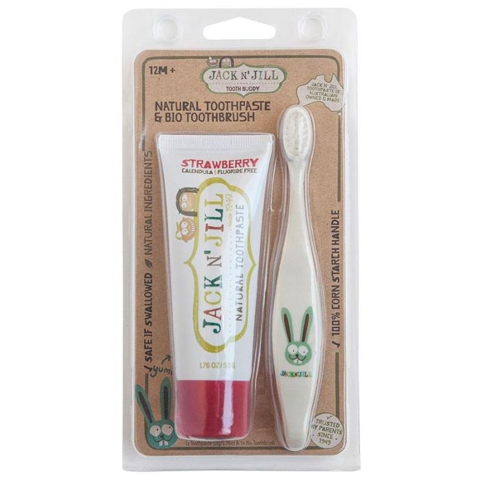 Jack N 'Jill Tooth Buddy Strawberry Yitypaste & Bio แปรงสีฟัน 12m+