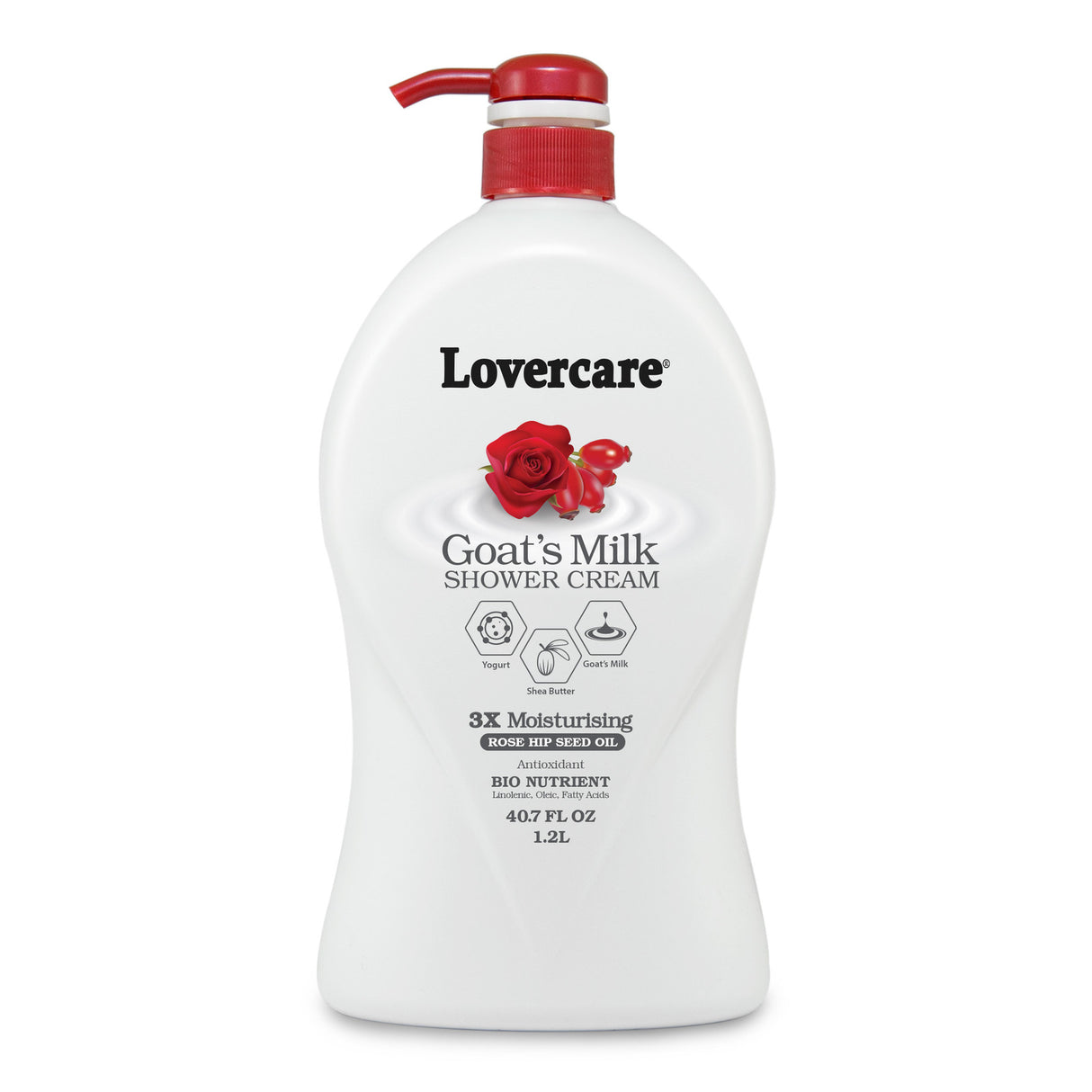 Lovercare Goat's Milk Shower Cream Rose Hip Seed Oil 1.2L