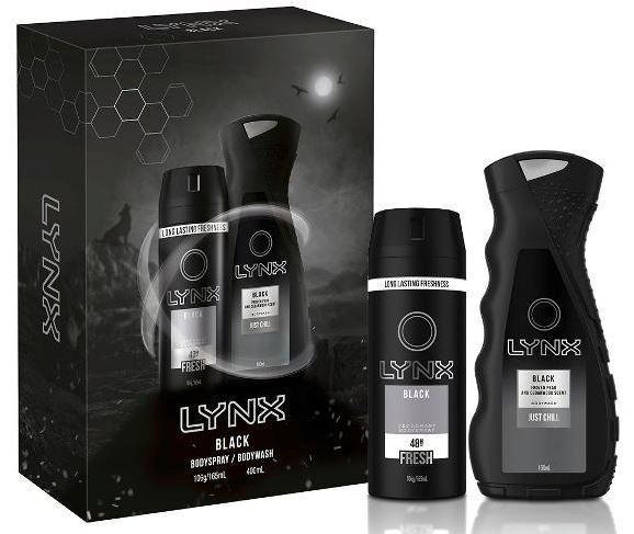 Lynx Black Gift Set (BodySpray 165ml Bodywash 400ml)