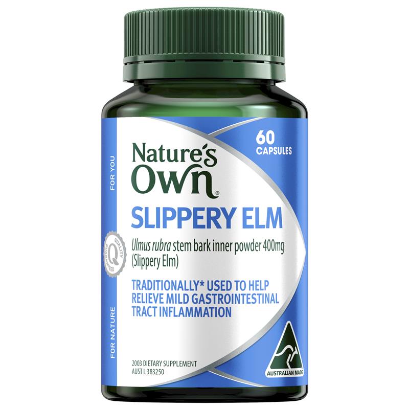 Natures Own Slippery Elm 400mg 60 Capsules