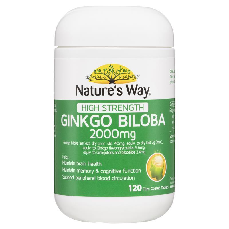 Nature's Way High Strength Ginkgo Biloba 2000mg 120 Tablets