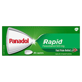 Panadol Rapid Paracetamol 500 มก. บรรเทาอาการปวดอย่างรวดเร็ว 20 caplets