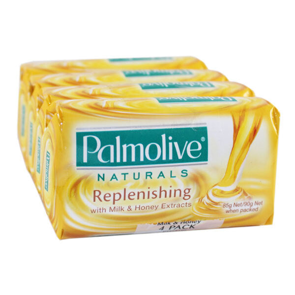 palmolive naturals เติมสบู่ด้วยนมและน้ำผึ้ง 90g 4 แพ็ค