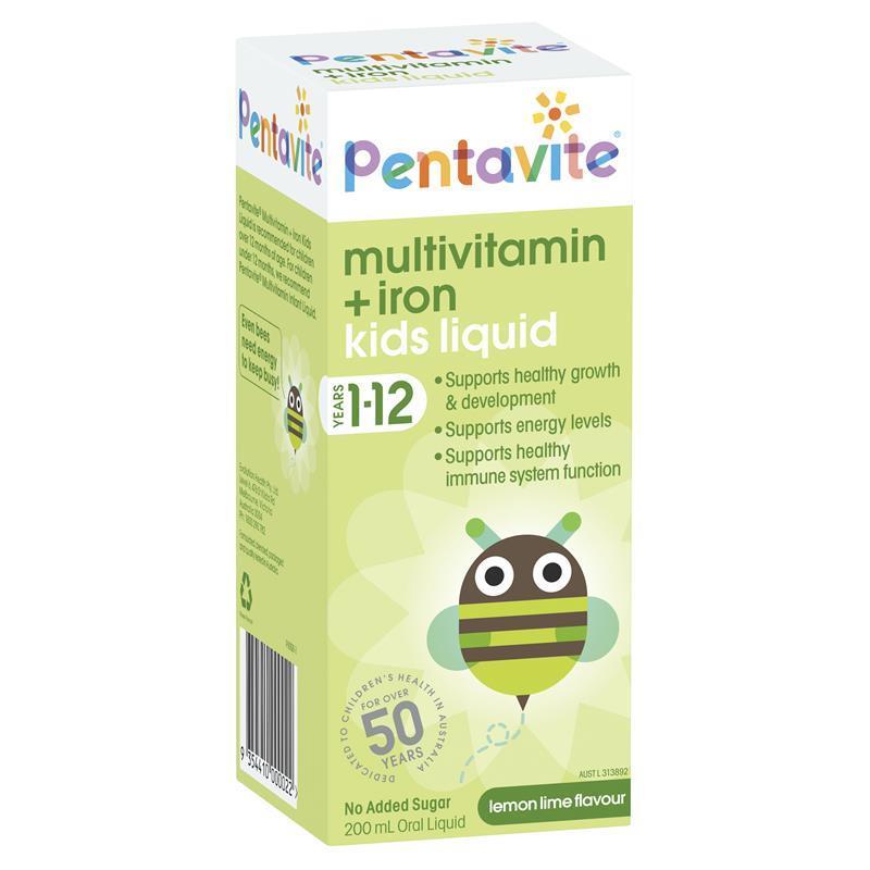 pentavite วิตามินที่มีของเหลวในช่องปากเหล็กสำหรับเด็ก 1-12 ปี 200 มล.