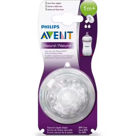 Philips Avent Natural Slow Flow Teat 1m+ 2 Pack