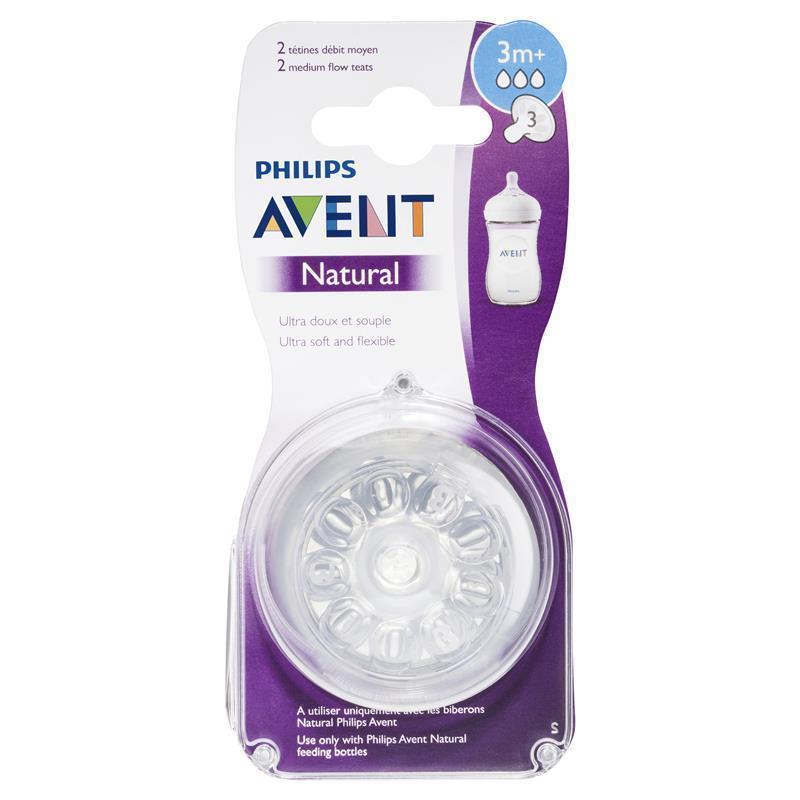 Philips Avent Natural 3m+ Medium Flow Teats 2 Pack