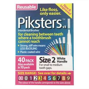 Piksters Interdental White Handle Size 2 Brush 40 pack