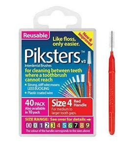 Piksters Interdental Red Handle Size 4 Brush 40 pack