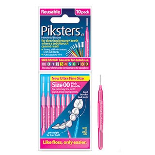 Piksters Interdental Pink Handle Size 00 Brush 10 pack