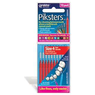 Piksters Interdental Red Handle Size 4 Brush 10 pack